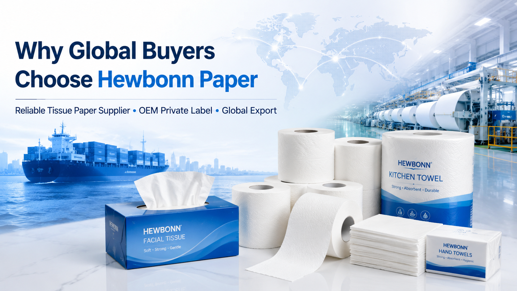 为什么全球买家选择 Hewbonn Paper 作为可靠的卫生纸供应商